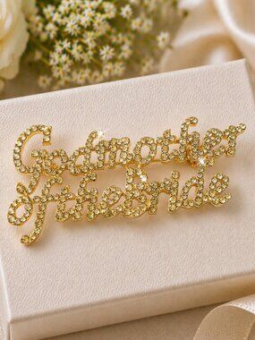 Bridal Party Brooch Pins (Godmother of the Bride (Gold))